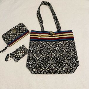 Vera Bradley Barcelona Quilted Medium Tote, Wallet, Card / Key Holder